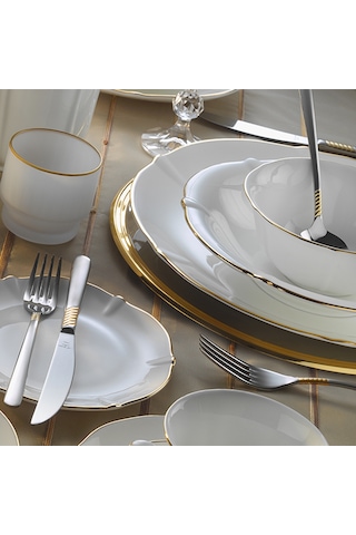 Evaliza Magnolia Altın Yemek Takımı 60 Parça