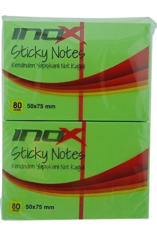 İnox Post-it 50x75 Fosforlu Yeşil 80 Yaprak 12'li Paket