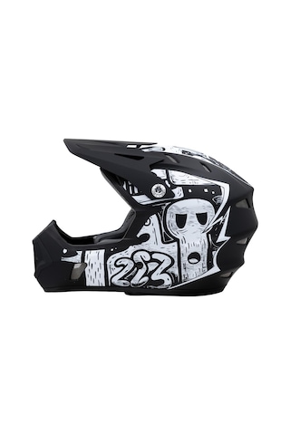 Raptor Gravıty Street Noir Full Face Freeride Bisiklet Motosiklet Kaskı Medium Beden Siyah Beyaz Siyah - Yeşil
