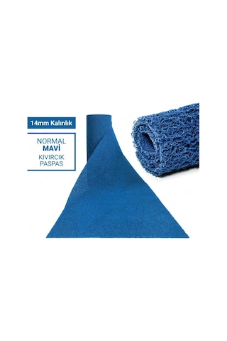 120x100cm Mavi Kıvırcık Paspas-halı Kaymaz Yolluk Lidya 14mm Mavi