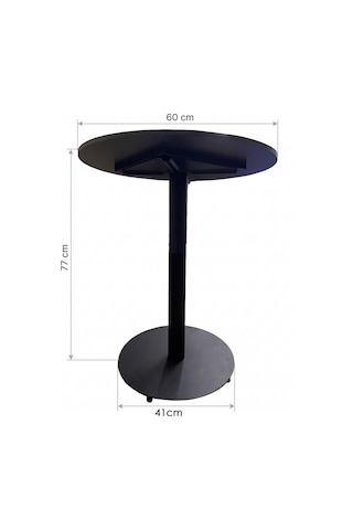 Matte Prime Füme Yuvarlak Kompakt Laminant Tablalı Bistro Metal Masa 77 Cm - Cafe, Otel, Restoran Masası