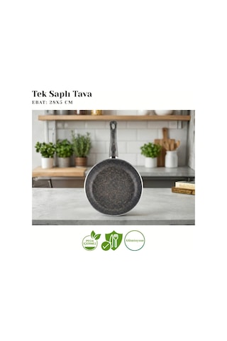 28 Cm Granit Tek Saplı Tava - Siyah Siyah