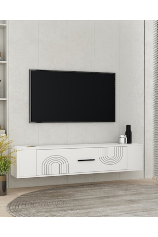 Aredamct Duvara Montaj Tv Sehpası Beyaz-gümüş Beyaz-gümüş