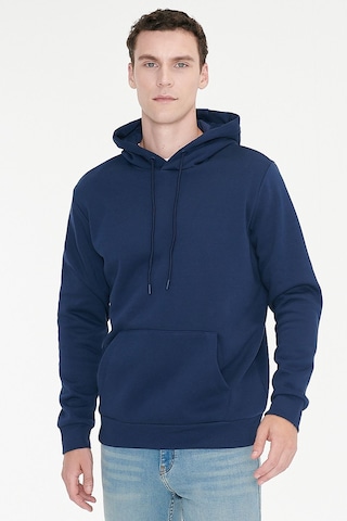 Ac&Co / Altınyıldız Classics Standart Fit Normal Kesim Kapüşonlu Kanguru Cepli Pamuklu Erkek Sweatshirt - Lacivert