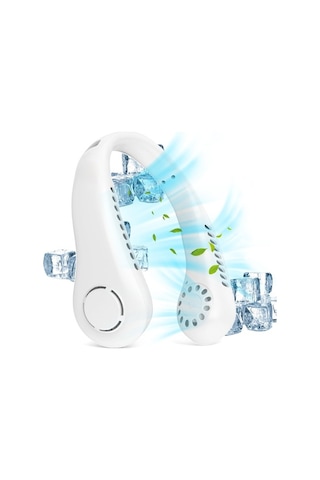 Fortunelane 3 Hızlı Usb Şarjlı 2600mah Bataryalı Boyun Bağlı Bladeless Fan, Serinletici El Fani Beyaz