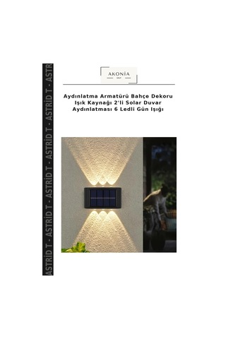 Aydınlatma Armatürü Bahçe Dekoru Işık Kaynağı 2'li Solar Duvar Aydınlatması 6 Ledli Gün Işığı