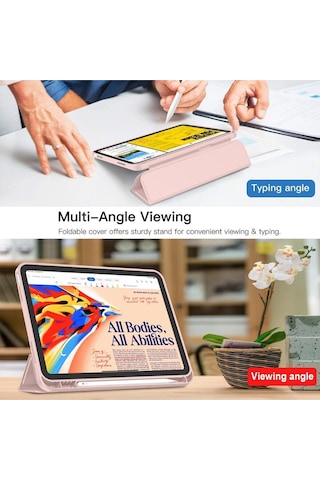 Apple Uyumlu iPad 11.nesil 2025 / 10.nesil 2022 Kalem Bölmeli Standlı Smart Kılıf Kapaklı Kılıf