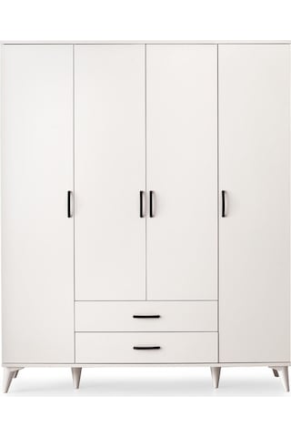 Kumsal 4 Kapılı 2 Çekmeceli Gardrop Elbise Dolabı 160x48x195cm 001