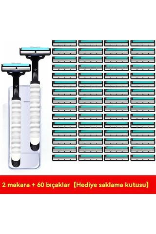 Bıçak Tıraş Makinesi Tıraş Makinesi Paslanmaz Çelik Manuel Kafa Erkek Vintage Sakal Bıçağı Sakal Bıçağı Sakal Bıçağı Elektrikli Değiştirme Ithal Çift Katmanlı 2 Bıçak Tutucu 60 Bıçak Bıçak Kutusu