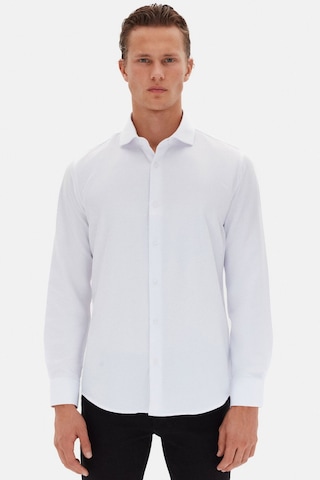 D'S Damat Ds Damat Slim Fit Beyaz Italyan Yaka Armürlü Uzun Kollu Kolay Ütülenebilir Nefes Alan Dört Mevsim Gö 2HF02ORT3185 Beyaz