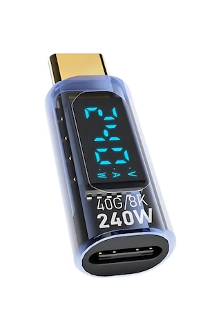 Polham 8k Hdmi, 40gpbs Ve 240w Süper Hızlı Dişi Type C To Erkek Type C Şarj, Data Ve Hdmi Çevirici Adaptör