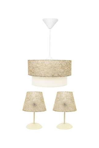 D-Light İpli Yatak Odası Abajur Ve Avize Seti Altın