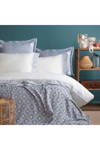 Apricitas Home Serenity Florans Çift Kişilik Yatak Örtülü Nevresim Takımı Beyaz