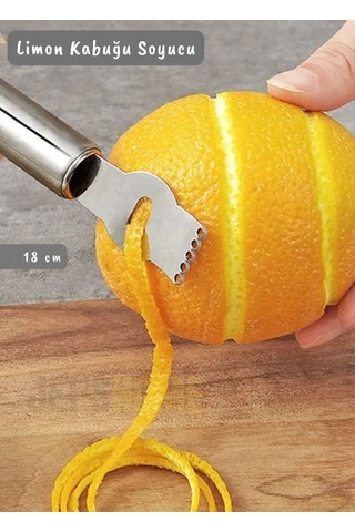 Limon Soyacağı Kivi Soyacağı Paslanmaz Çelik Asma Delikli Limon Kabuğu Soyacağı 18 Cm Gri