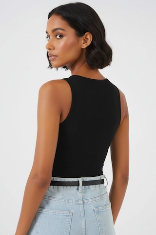 Hiccup Bdart, Çıtçıtlı, Kolsuz, Yuvarlak Yakalı Bodysuit Siyah