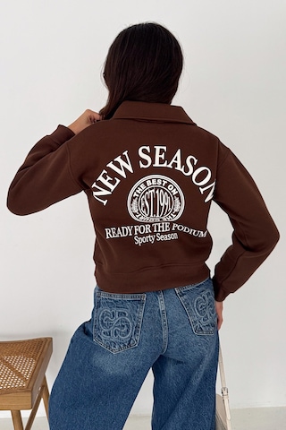 Noa & Noa Kadın Baskılı Oversize Sweatshirt Sporty Season 1992 Kahverengi