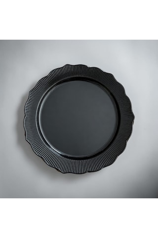 Premium Siyah Sert Plastik Sunum Tabağı 6 Lı Paket - Mevlüt, Nişan Ve Davet Tabağı Metalik Siyah