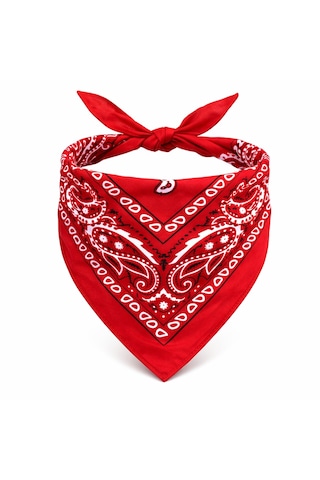 Geesglobal Kırmızı Kovboy Fuları Çocuk Bandana Western Desenli Boyun Fuları Çr