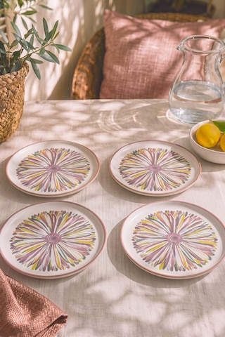 Serene Flower Nordic 4'lü Pasta & Sunum Tabağı 22 Cm Çok Renkli