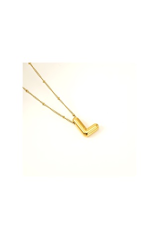 Relaxed Parlak Mektup Kolye Tombul Avrupa Ve Amerikan Modası Basit Köprücük Kemiği Zinciri-l Altın