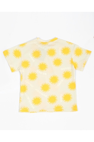 Luess Baskılı Oversize Kısa Kol Erkek Çocuk T-shirt Sarı