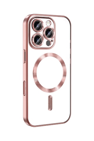 Apple Uyumlu iPhone 16 Pro Max Kılıf Kamera Korumalı Magsafe Wireless Şarj Özellikli Tchs Demre Kapak - Gold Gold