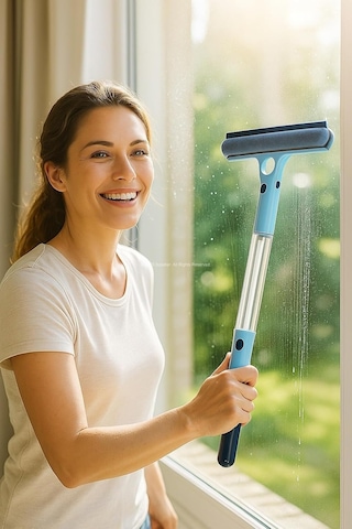 4 İn 1 Spreyli Cam Temizleyici Çekçek Ve Fırça Aparatı Su Hazneli Pratik Camsil Çok Fonksiyonlu Pencere Banyo Ayna Diğer