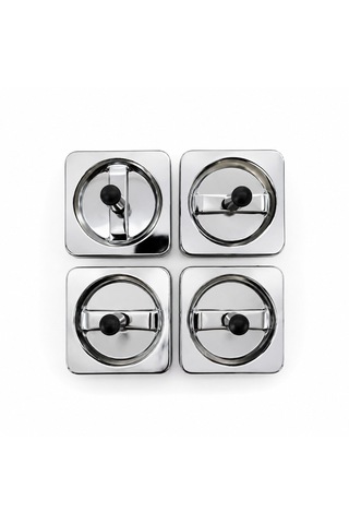 12 Adet Ashtray Kare - Basmalı Metal Küllük Çok Renkli