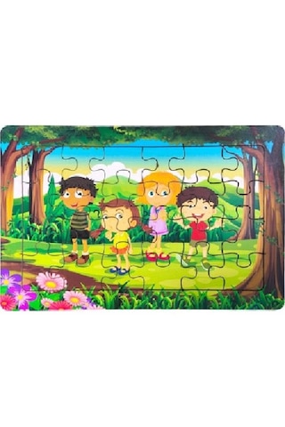 Ritoys Eğitici Öğretici Ahşap 24 Parça Renkli Puzzle 4lü Set