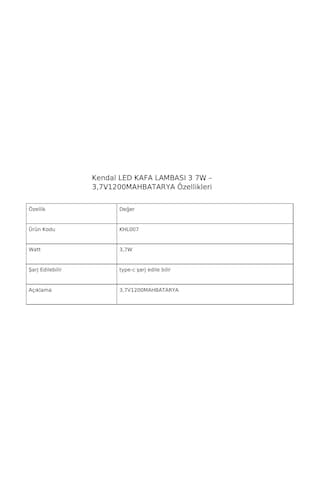 Kendal Khl007 Led Kafa Lambası 3 7w 3,7v1200mahbatarya - Beyaz Siyah - Turuncu