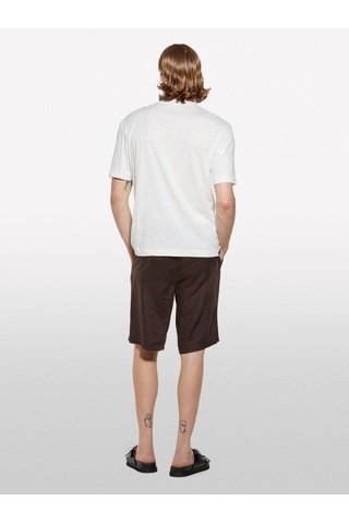Keten Karışımlı Bisiklet Yaka Regular Fit T-shirt Erkek Krem T-shirt - 325p3d8fs104l Ekru