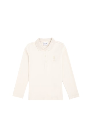 U.S. Polo Assn. Kız Çocuk Krem Polo Yaka Basic Sweatshirt 50296377-VR071