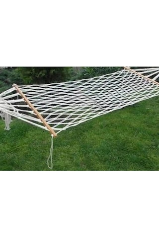 Tek Kişilik Çift Makrome Örgülü Pamuk Hamak Salıncak 95x220 Cm Beyaz