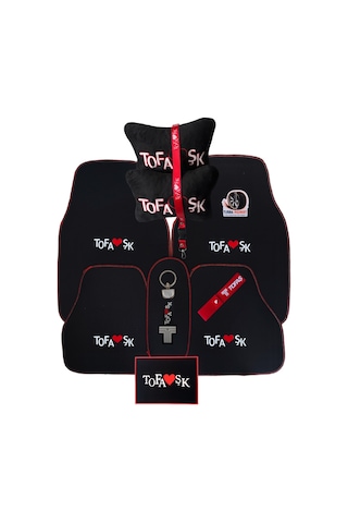 Tofaş Uyumlu 5 Parça Siyah Oto Halı Paspas / Tofaş Uyumlu Araç Oto Seyahat Boyun Yastığı