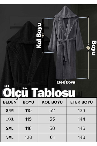 2 Li Kapşonlu Unisex Banyo Bornozu Seti %100 Soft Pamuklu Antasit-mürdüm