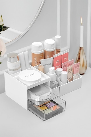 3 Katlı 2 Çekmeceli Ofis , Takı Makyaj Düzenleyici Organizer / Kozmetik Masüstü Düzenleme Kutusu