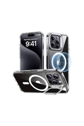 Esr Apple Uyumlu iPhone 16 Pro Halolock Mag Safe Classic Hybrid Standı Silikon Kılıf Şeffaf