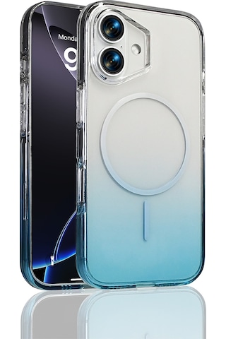 Apple, Uyumlu iPhone 16 Kılıf M-safe Şarj Özellikli Zore Septik Silikon Kapak Turkuaz