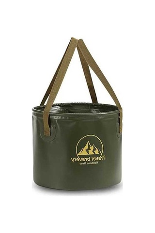 Prestigegoods Çok Amaçlı Taşınabilir Katlanır Depolama Kovası, 10 Litre, Kamp Piknik İçin Yeşil Yeşil