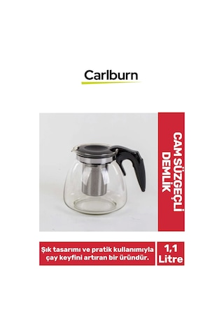 Özel Üretim Şeffaf Şık Tasarım Demleme Süresi Hızlandıran Cam Süzgeçli Demlik 1.1 Litre Çok Renkli