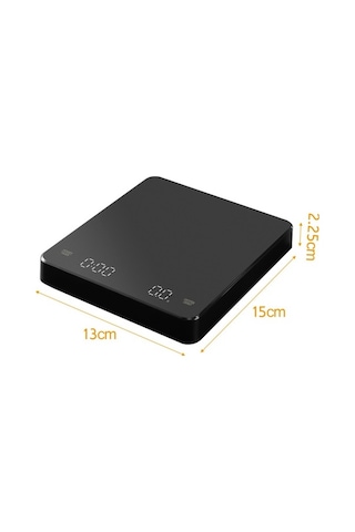 Createtech Profesyonel Kahve Terazisi: 0.1g Hassas, Zamanlayıcılı, Şarj Edilebilir, 3kg Kapasiteli Siyah Siyah