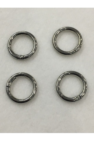 Karantuhafiye Çanta Halkası Yuvarlak Yaylı Klips 2 Cm 4 Lü Set Gümüş Gümüş