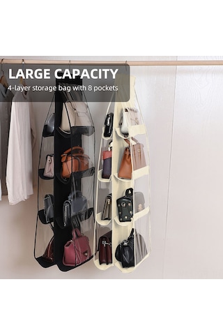 Singree 4 Katmanlı Çanta Organizer - 8 Cep Geniş Depolama, Döner Kancalı, Toz Geçirmez, Bej 112 Karakter Bej