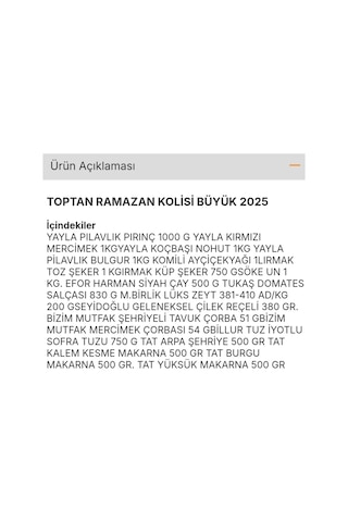 Ramazan Paketi Kumanya Erzak Kolisi Büyük Paket