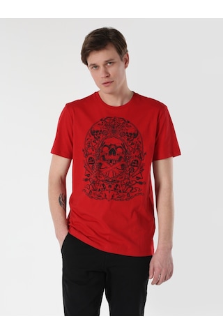 Colin'S Regular Fit Bisiklet Yaka Baskılı Kırmızı Erkek Kısa Kol Tişört Cl1062678_Q1.V1_Red