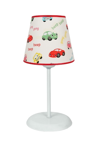 Şenay Aydınlatma Çocuk Odası Konik Kumaş Abajur-Beyaz Araba Diğer