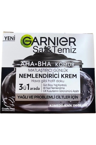 Garnier Aha+Bha Kömür İçerikli Matlaştırıcı ve Günlük Nemlendirici Bakım Kremi 50 ML