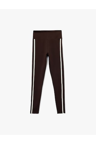 Koton Yüksek Bel Biyeli Slim Fit Spor Tayt Kahverengi 6wak40265nk Kahverengi