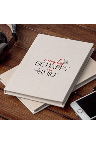 Happy And Smile Tasarımlı Kanvas Defter Genel