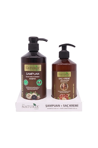 Naturix Tuzsuz Siyah Sarımsak Şampuan 600 ML + Argan Krem
